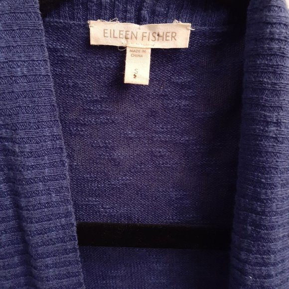 EILEEN FISHER BLUE  OPEN CARDIGAN SIZE S  LINEN COTTON BLEND - Picture 2 of 3